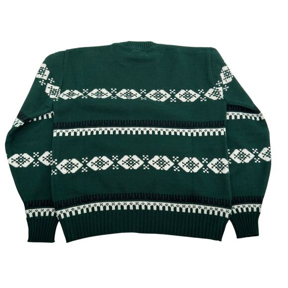 Vintage 60s Men's Green Milwaukee Knit Orlon Acrylic Christmas Crewneck Sweater - Picture 4 of 5